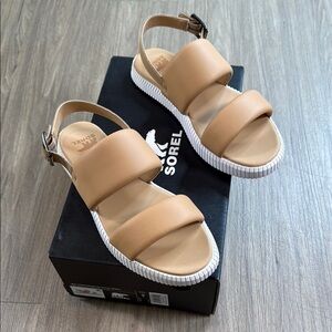 Sorel Tan Platform Strap Sandals